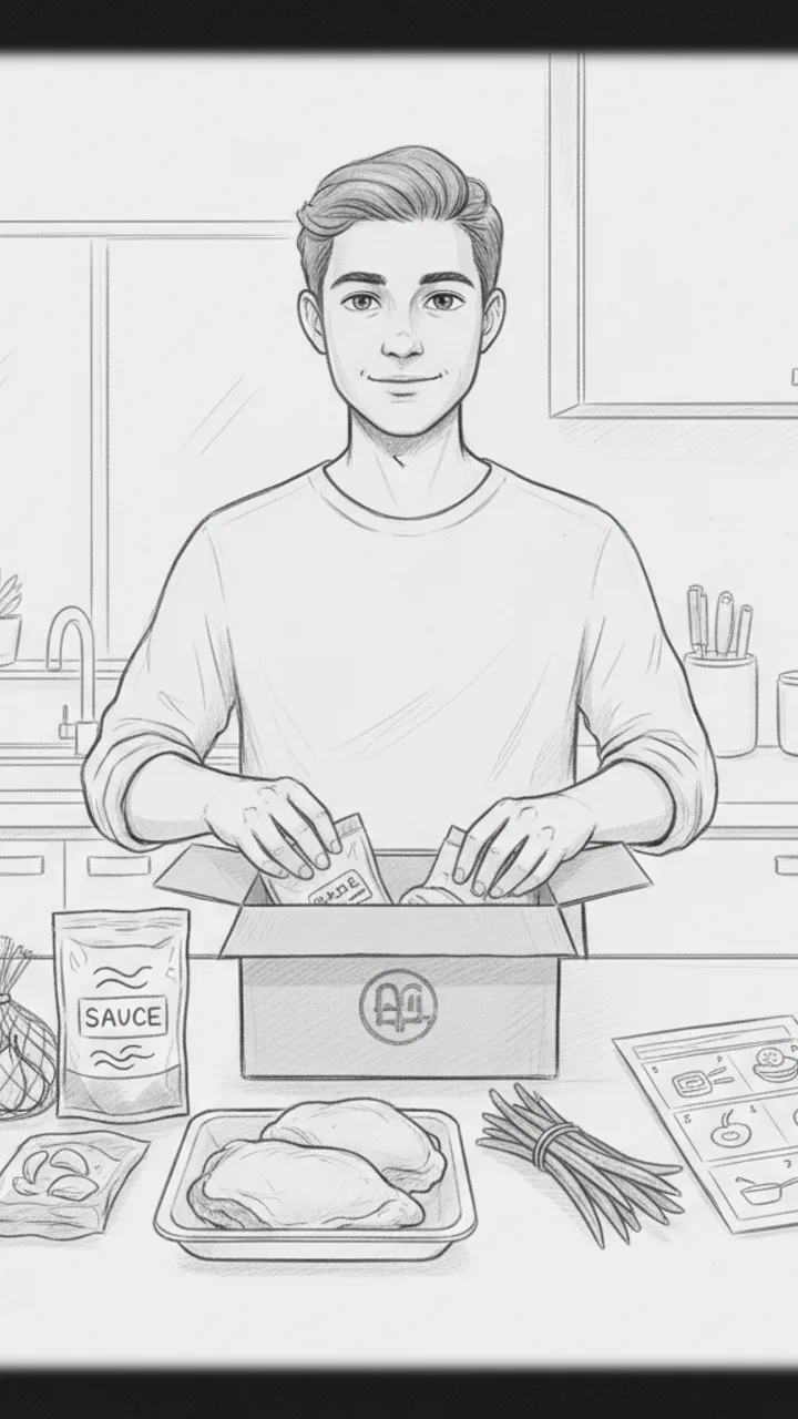 Storyboard sketch for scene 2: Unbox + Honest Setup