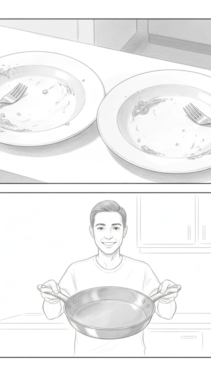 Storyboard sketch for scene 4: Kid Verdict + CTA