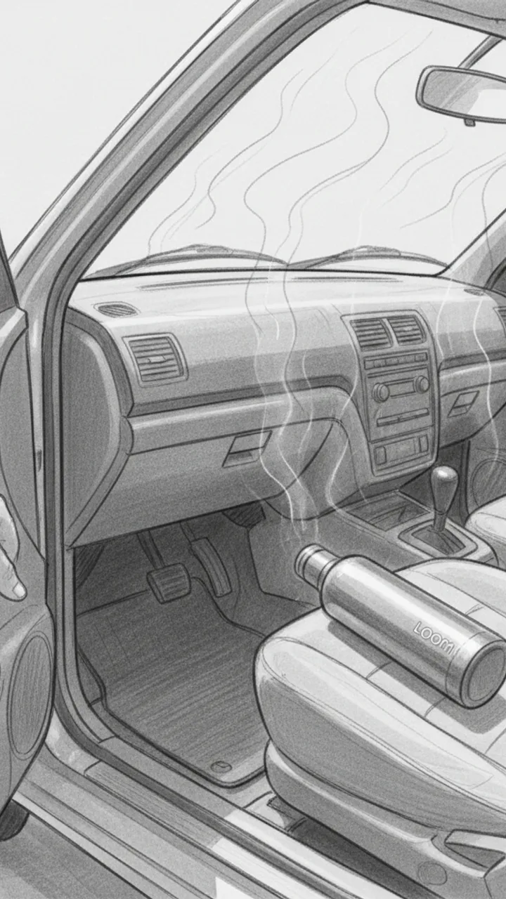Storyboard sketch for scene 1: Hook — Hot Car Reveal